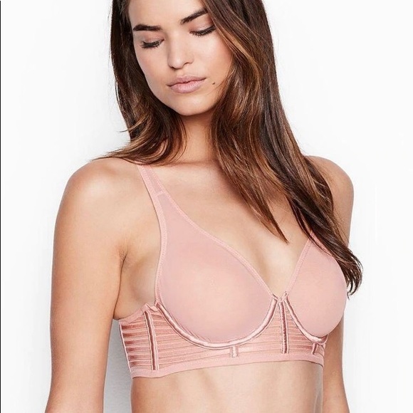 Victoria’s Secret 34C & Small Cheekini Tanga Mesh Caged Bra Set in Demure Pink - Picture 2 of 5